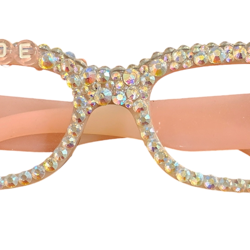 Handmade BRIDE Swarovski Crystal Rectangle Rosey Sunglasses - Picture 4 of 8